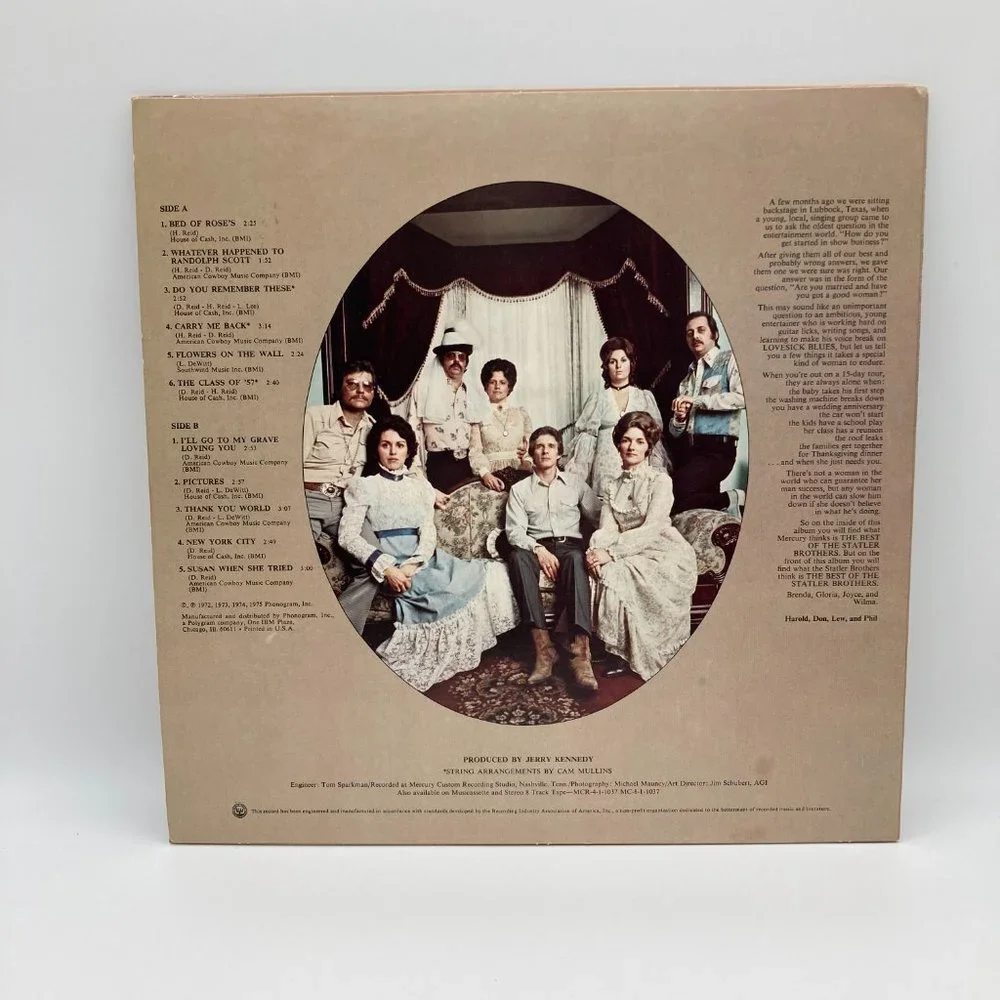 The Best Of The Statler Bros. Statler Brothers Vintage Vinyl Record LP Rare - Picture 2 of 6
